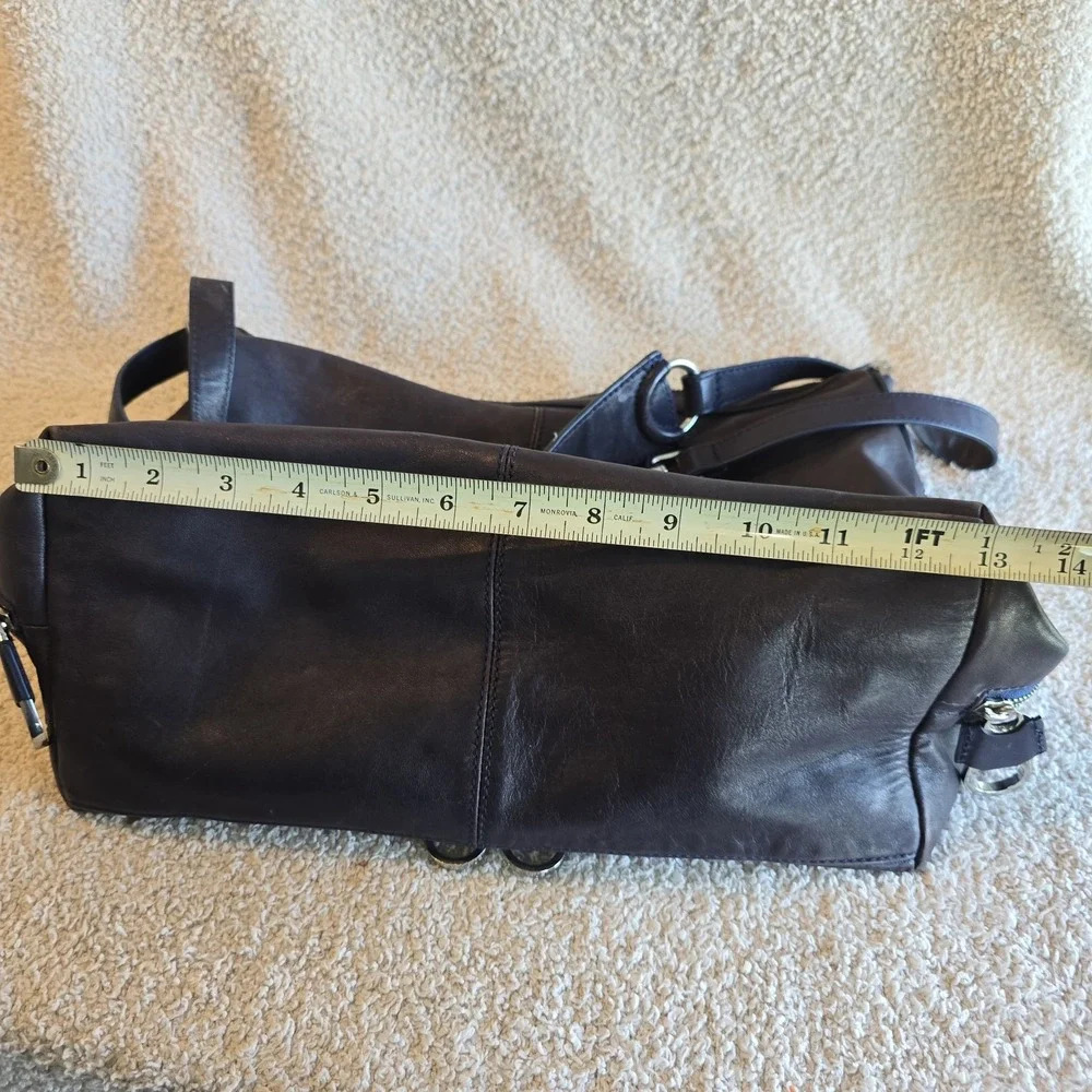 Ted Baker Leather Hobo Shoulder Bag Purse Dark Purple Plum Buckle Accents